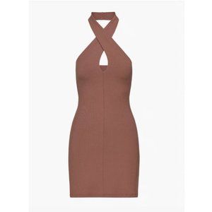 Aritzia Wilfred Bay halter dress mocha sorbet